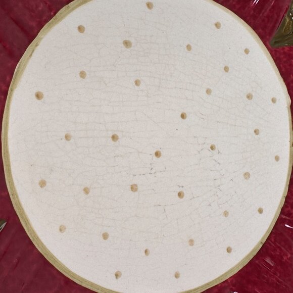 Set Of 2 Red Sunflower Shaped Ceramic Plates With Polka Dot Center Chic Boho 10" - Picture 6 of 11